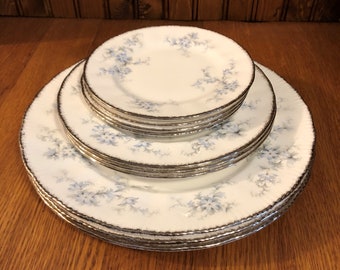 Paragon Brides Choice Fine Bone China Bread and Butter Plate Salad Plate and Dinner Plate Silver Rim China Platinum Rim