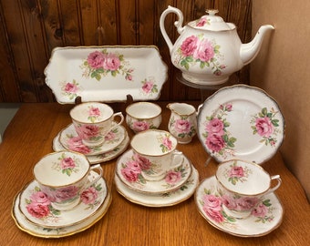 Royal Albert American Beauty 17 Piece Tea Set with Large Teapot