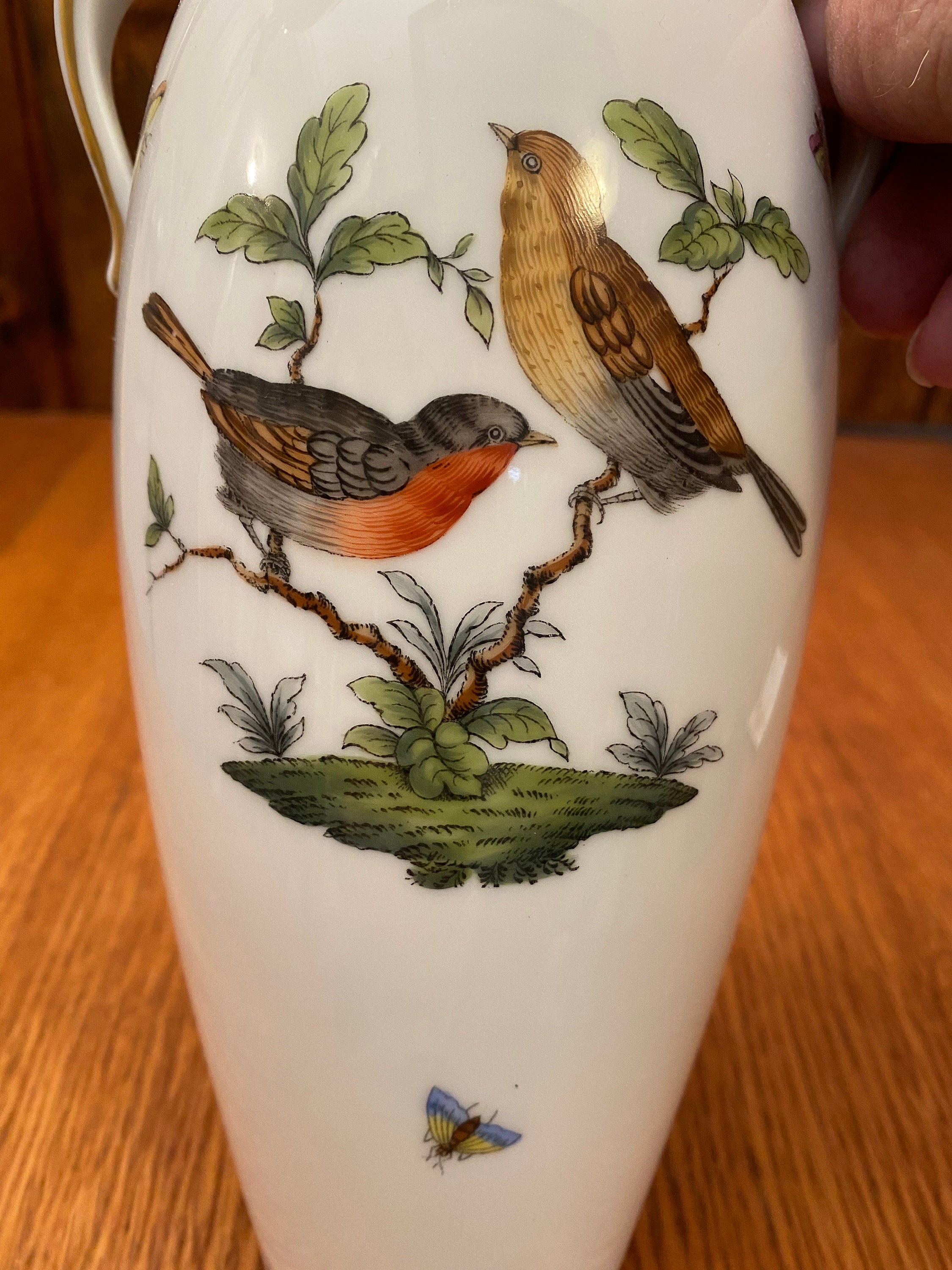 Vintage Hungarian Porcelain Herend Rothschild Bird Insects