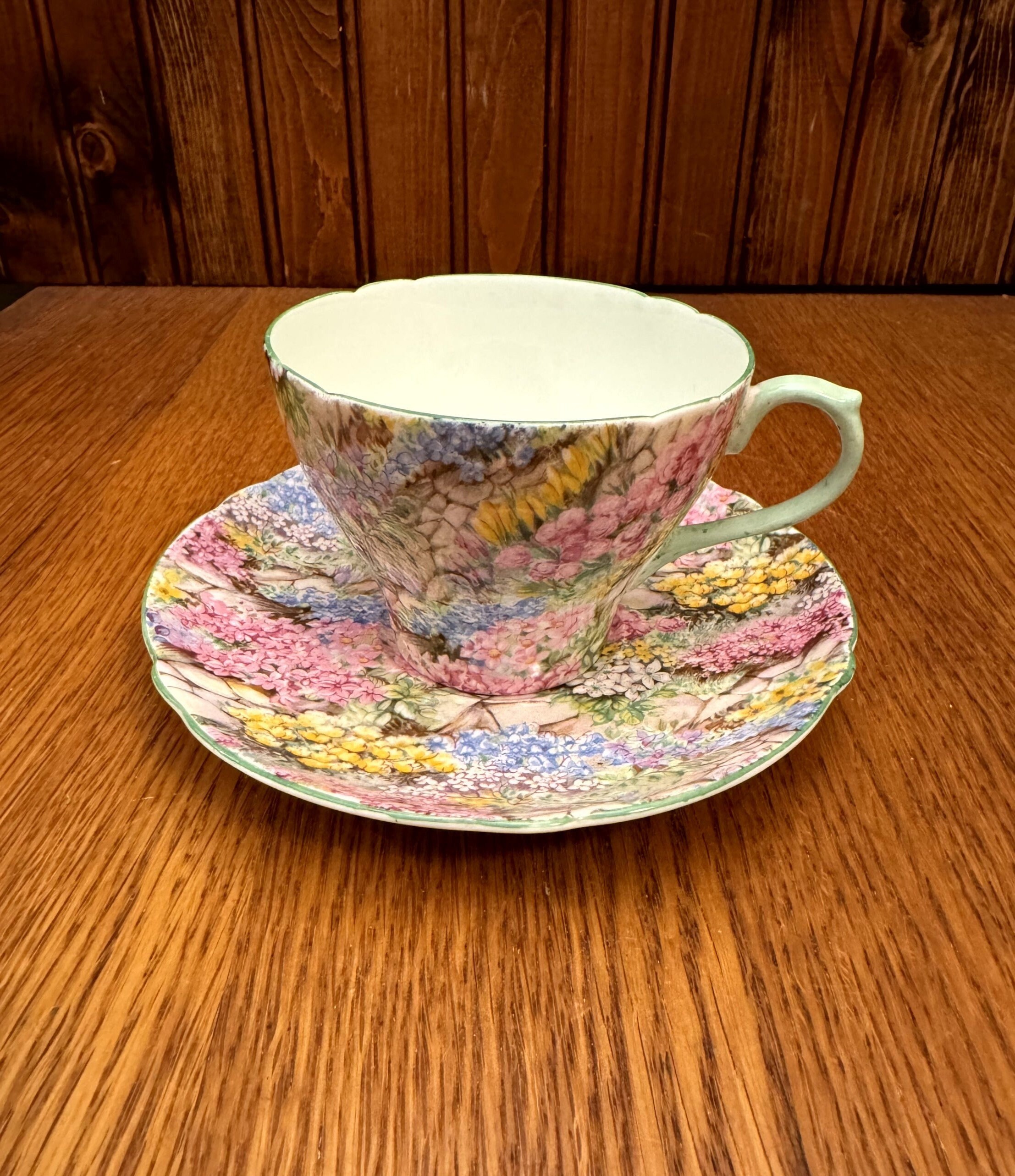 Rock Garden by Shelly Fine Bone China Teacup and Saucer, Pink