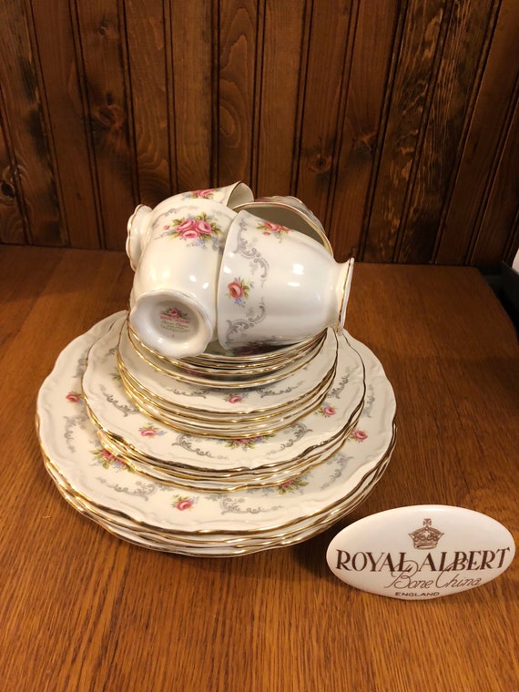 Royal Albert Tranquility Salt and Pepper Set Tranquillity Pink Cabbage Rose China Salt and Pepper