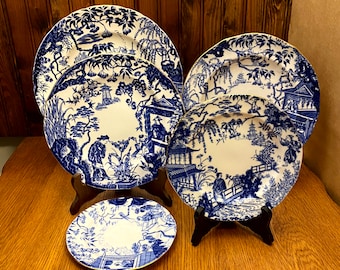 Vintage Royal Crown Derby Mikado Plates, Your Choice of Size, Cobalt Blue, Blue Willow