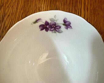 Aynsley Violette Pattern, Crocus Shape Teacup and Saucer, Yellow