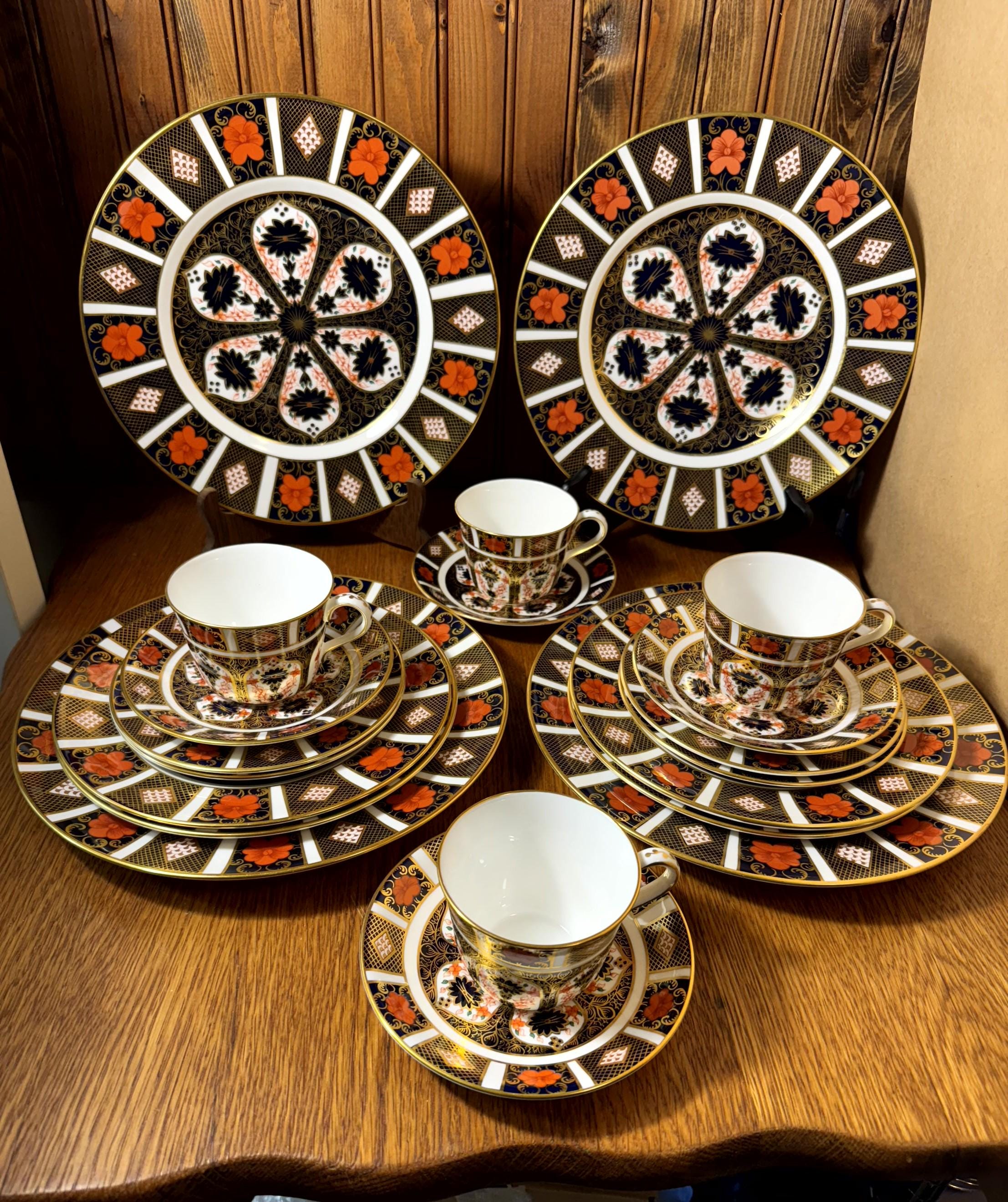 Royal Crown Derby Old Imari Dinnerware Set: Cobalt Blue & 22K Gold