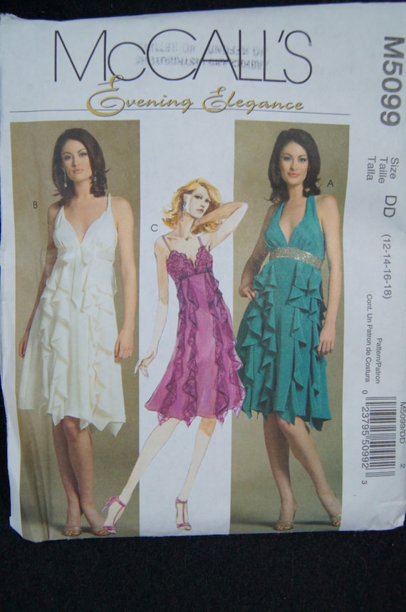 Vintage Mccall's M5099 Flirty Ruffled Accent Dress With Two Neck Lines Size  12 14 16 18 - Etsy