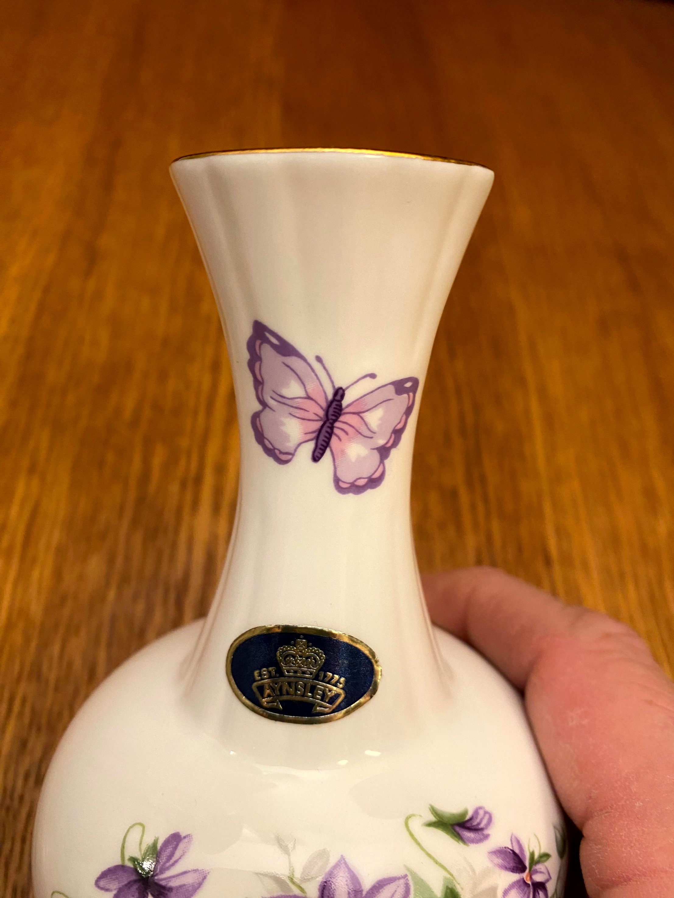 Aynsley Fine Bone China Wild Violets Bud Vase, Purple Flowers - Etsy
