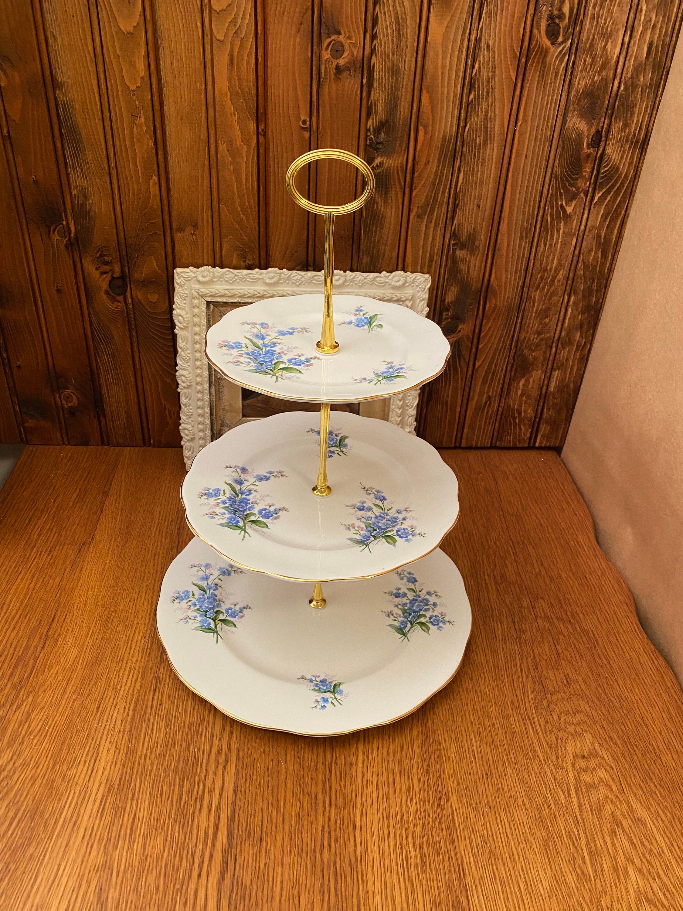 ロイヤルアルバート フォゲットミーノット 3段ケーキプレート デザート  