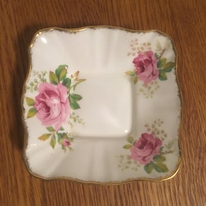 Royal Albert American Beauty Small Square Sweet Meat Dish Tid Bit Dish Bon Bon Dish