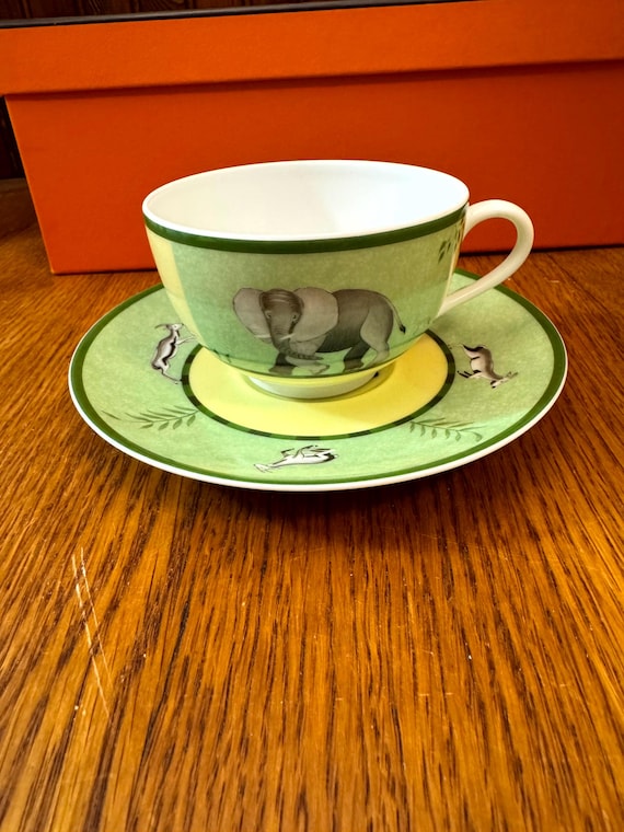 Vintage Hermes France, Africa Green. Elephant, Original Box With 1