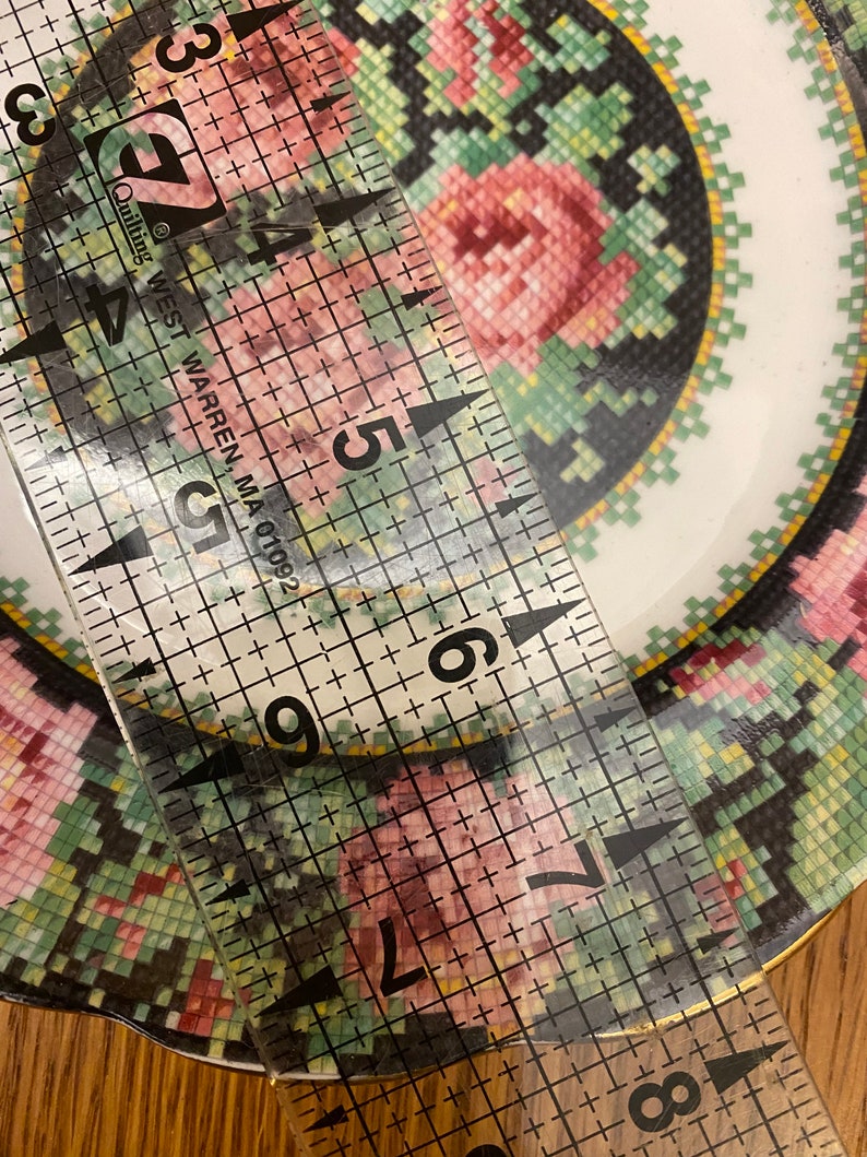 Royal Albert Crown China Needle Point Plates. Choice of Size, Pink Roses on Black Background image 8