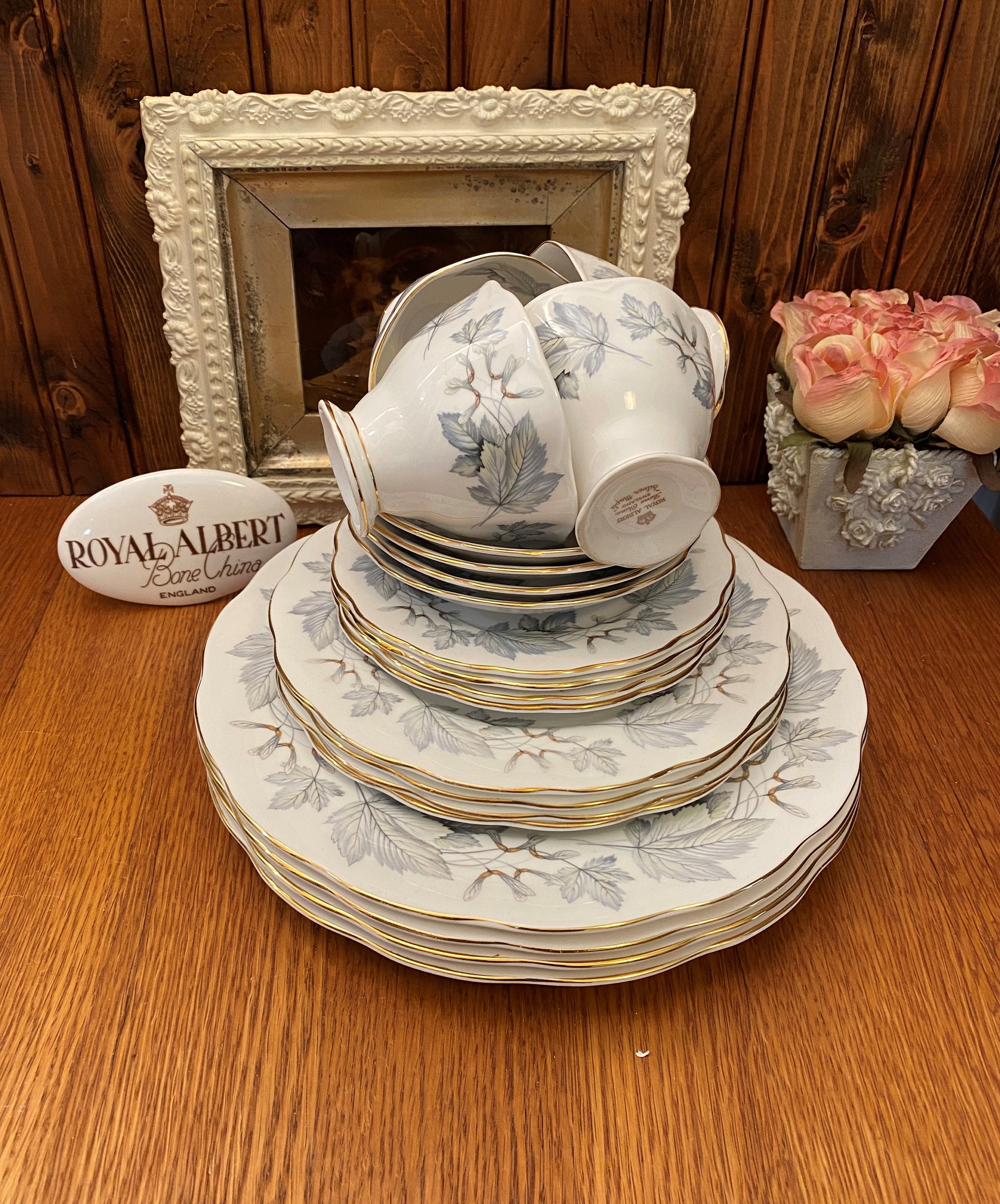 20 Piece Set of Royal Albert Silver Maple China, Dinnerware Set - Etsy