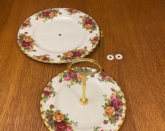Royal Albert Old Country Roses Two Tier Custom Made Cake Plate 2