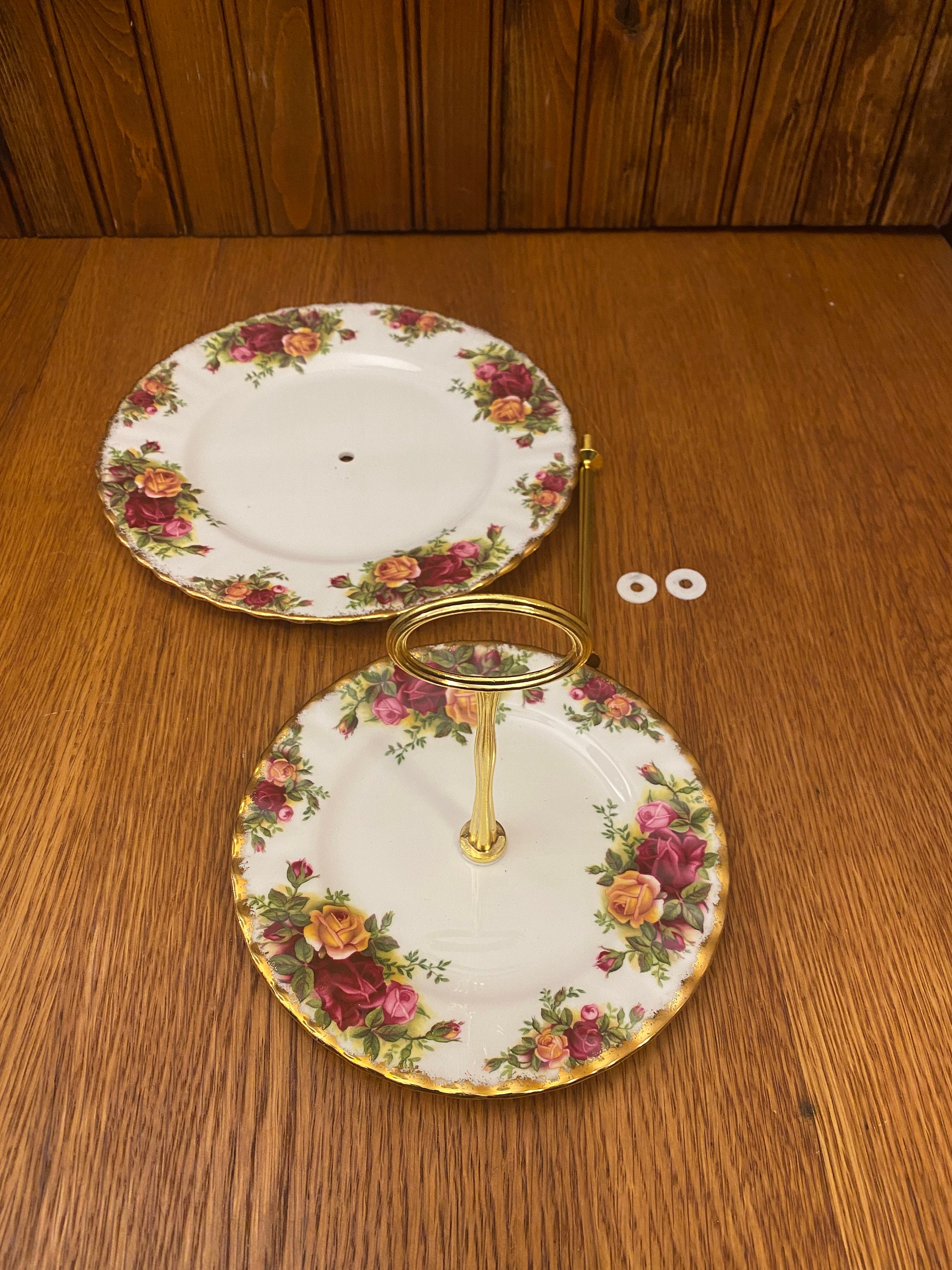 Royal Albert Old Country Roses Two Tier Custom Made Cake Plate 2