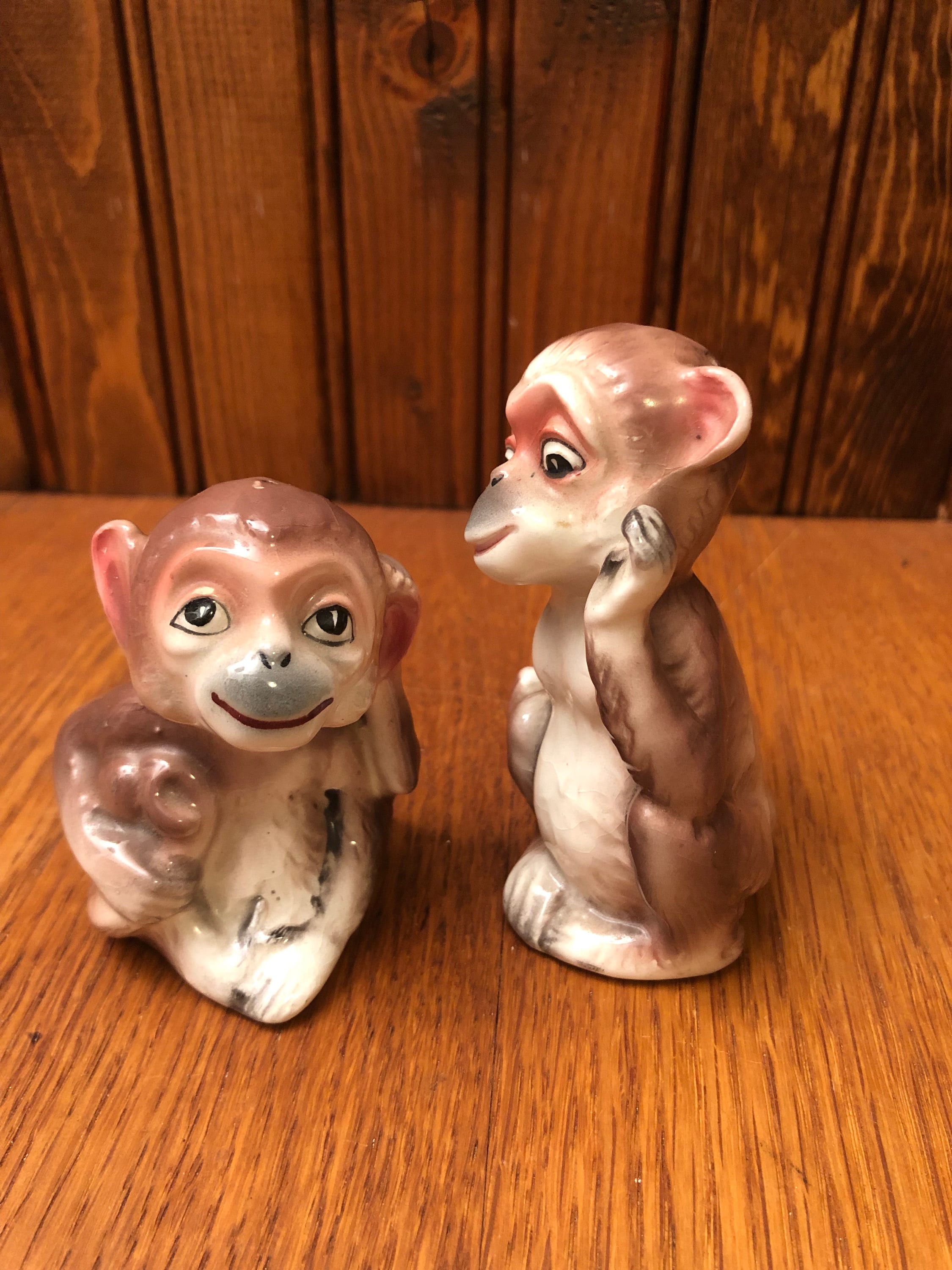 Made in Japan, Ceramic Salt and Pepper Shakers Monkey's Whispering