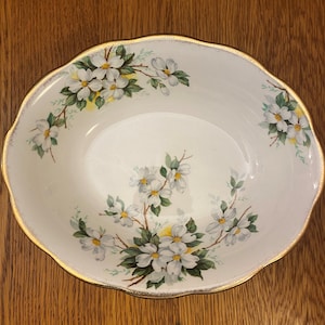Royal Albert White Dogwood Oval Vegetable Bowl White Floral Serving Bowl