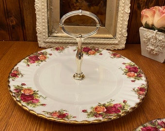 Royal Albert Old Country Roses, Two Tier Custom Made Cake Plate 2