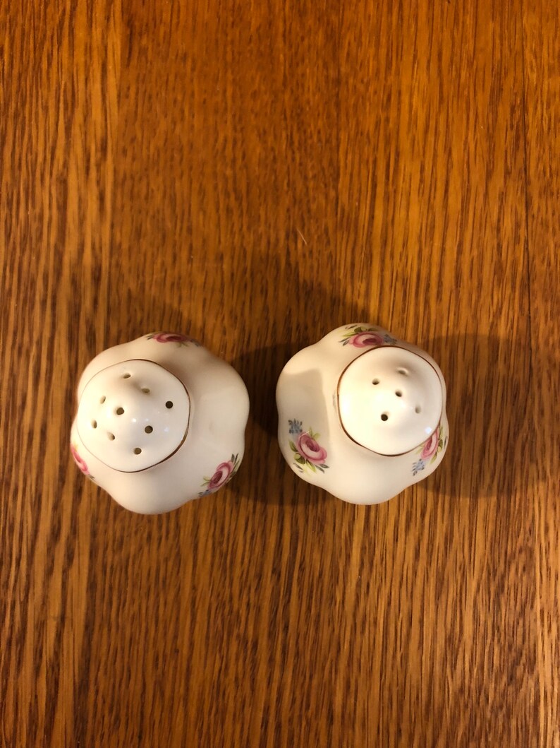 Royal Albert Tranquility Salt and Pepper Set Tranquillity Pink Cabbage Rose China Salt and Pepper