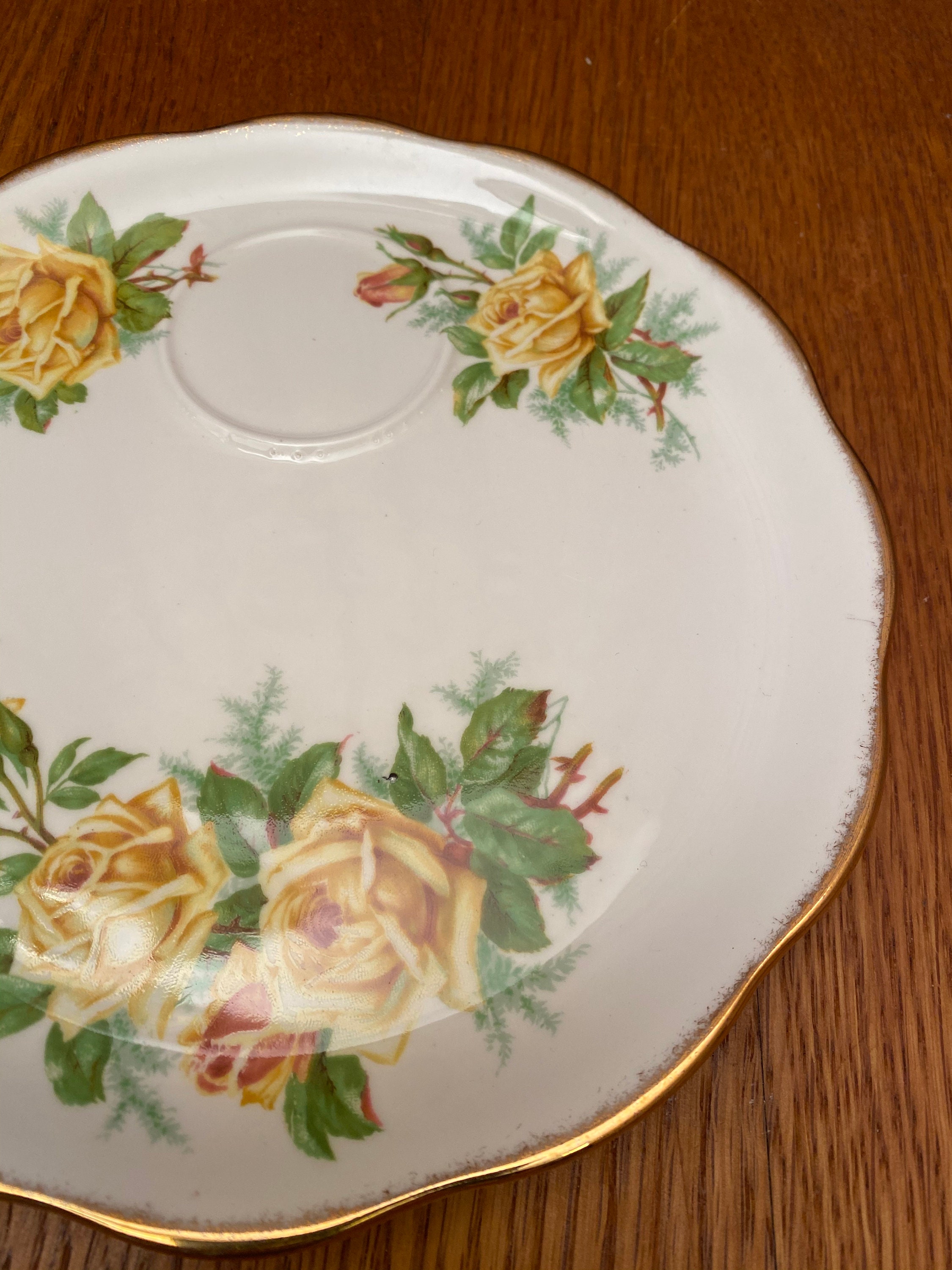 Royal Albert Tea Rose Yellow Snack Plate Round With Teacup Set Etsy