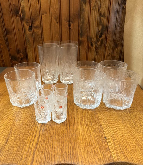 Vintage Iittala Kuura Glasses by Tapio Wirkkala - Finland Barware