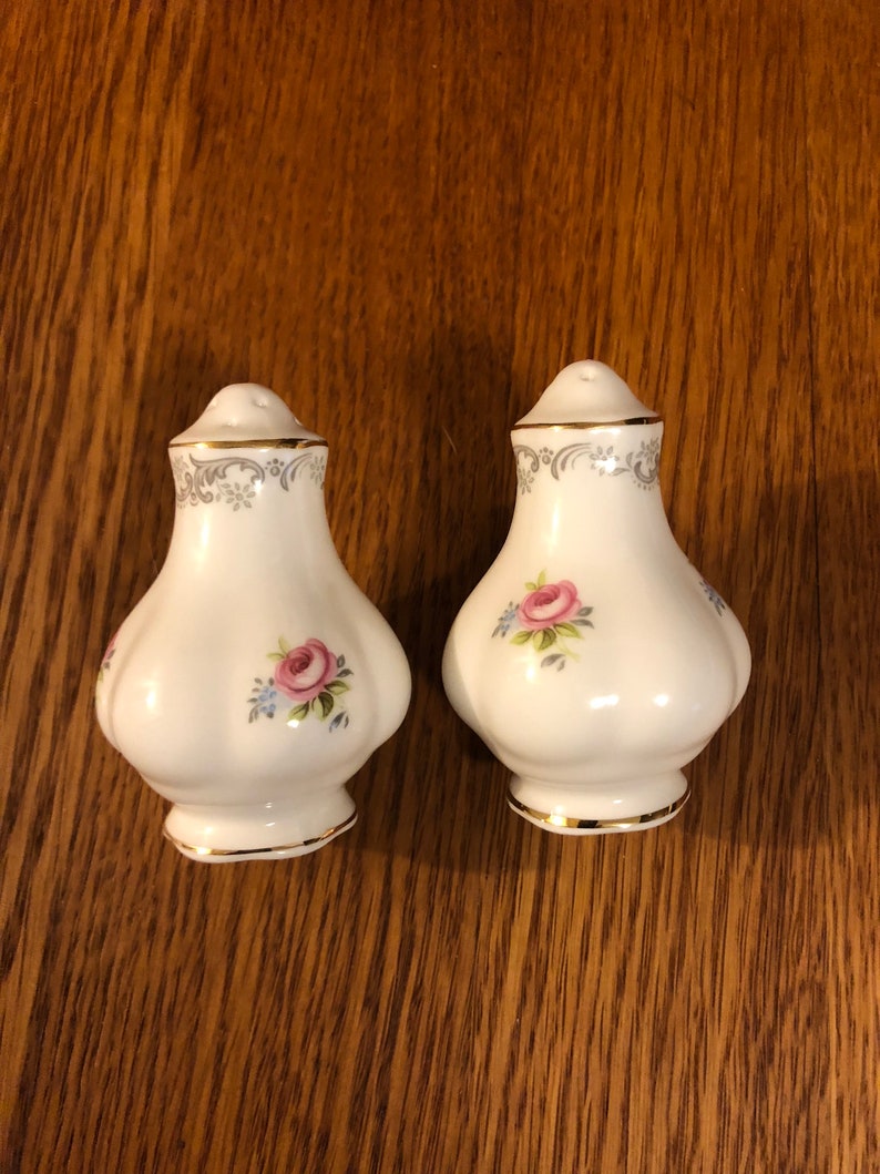 Royal Albert Tranquility Salt and Pepper Set Tranquillity Pink Cabbage Rose China Salt and Pepper