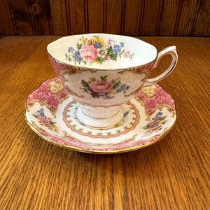 Royal Albert Lady Carlyle Footed Teacup and Saucer, Malvern Shape