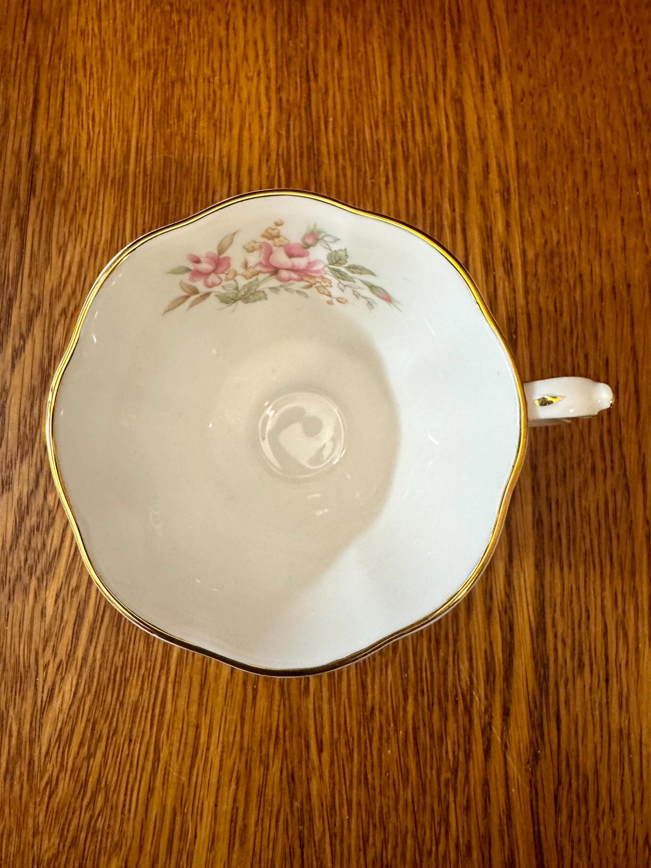 Royal Albert Pink Brocade Teacup and Saucer: Rose Chintz Series