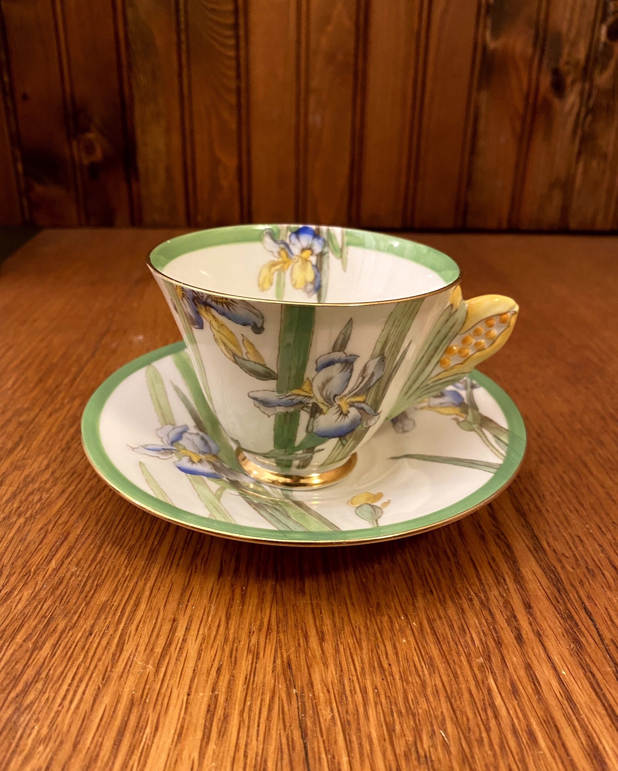 Royal Doulton Flower Handle Teacup and Saucer, Iris Pattern