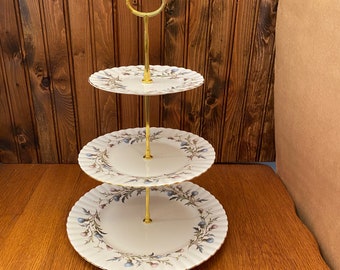 Royal Albert Brigadoon 3 Tier Cake Plate, Tall Dessert Stand