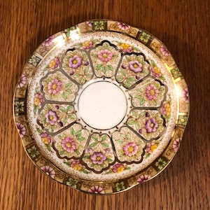 Court by Royal Albert Crown China Hand Painted Orphaned Saucer Floral with Gold Trim