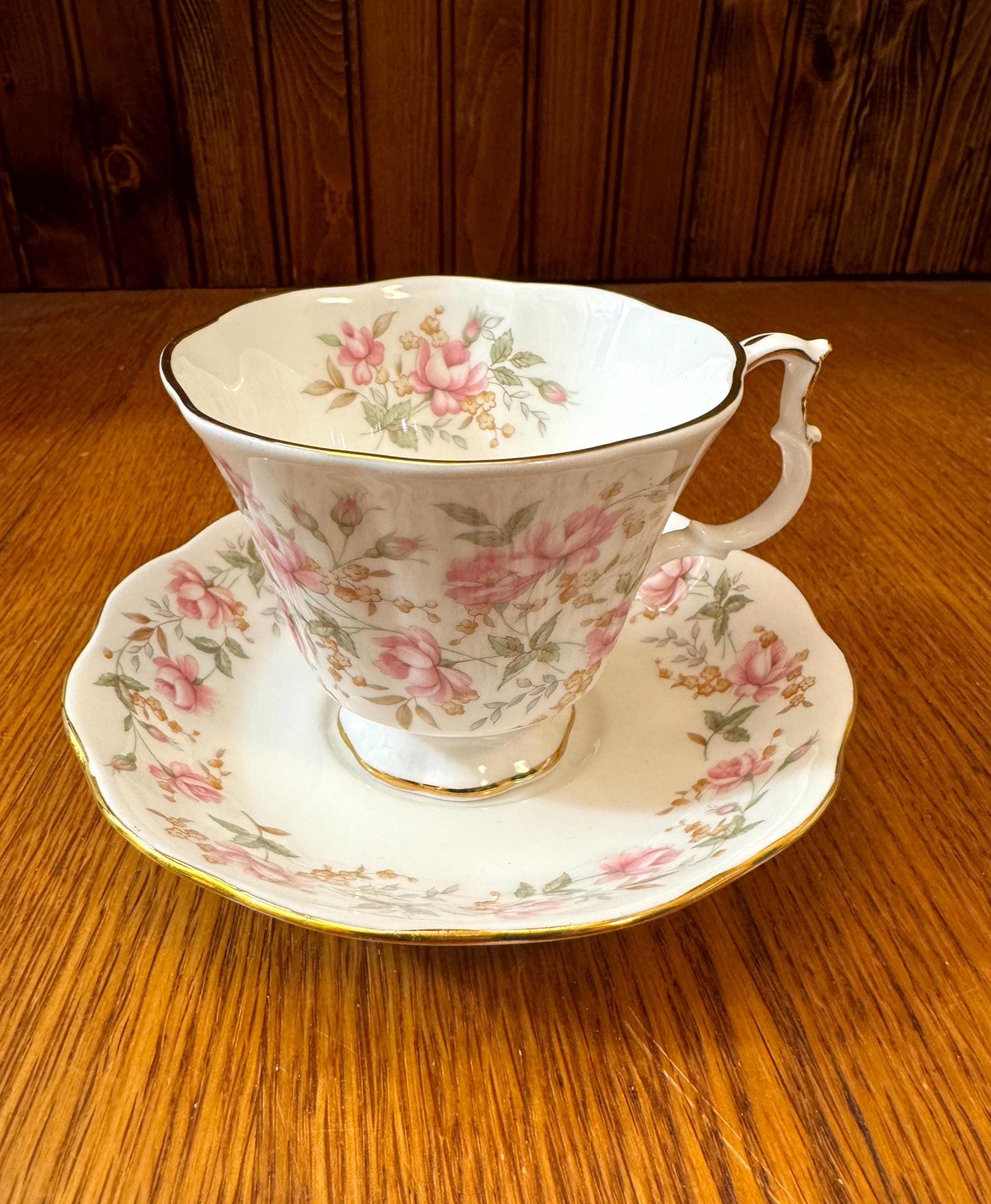 Royal Albert Pink Brocade Teacup and Saucer: Rose Chintz Series - Etsy