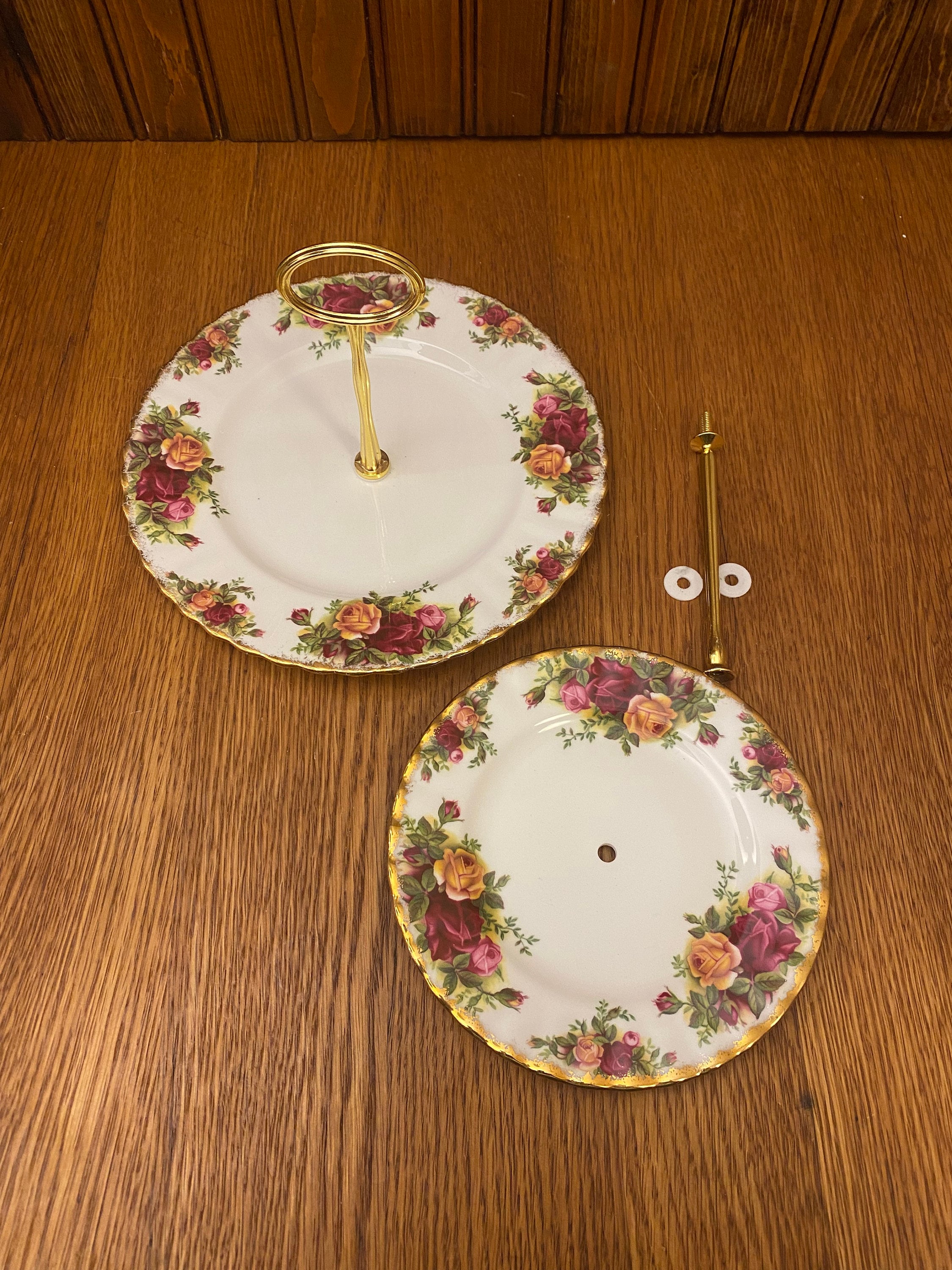 Royal Albert Old Country Roses Two Tier Custom Made Cake Plate 2
