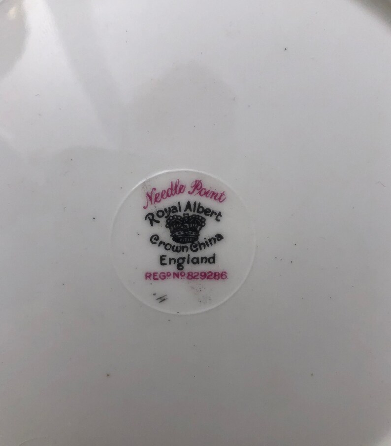 Royal Albert Crown China Needle Point Plates. Choice of Size, Pink Roses on Black Background image 9