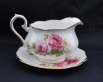 Royal Albert American Beauty Round Gravy Boat with Under Plate