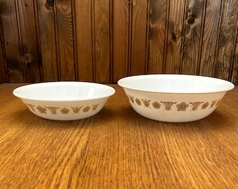 Butterfly Gold Cereal Bowl or Fruit Nappy/Sauce Bowl, Pyrex Compatibles