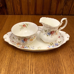 Royal Albert Jubilee Rose Cream and Sugar Tray 10&quot; Relish Dish