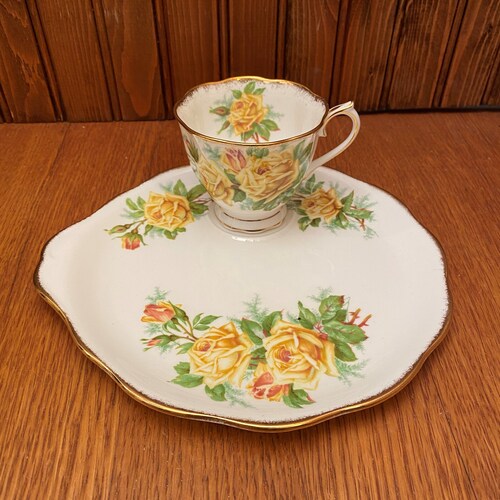 Royal Albert Tea Rose Yellow Covered Butter Dish Etsy