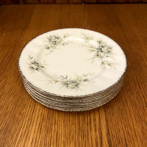 Set of 6 Paragon First Love, Fine Bone China, Bread and Butter Plate, Silver Rim China, Platinum Trim