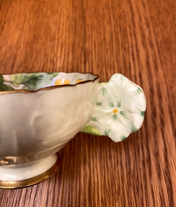 Rare Paragon, Saxifrage Pansy, Handled Floral Teacup and Saucer