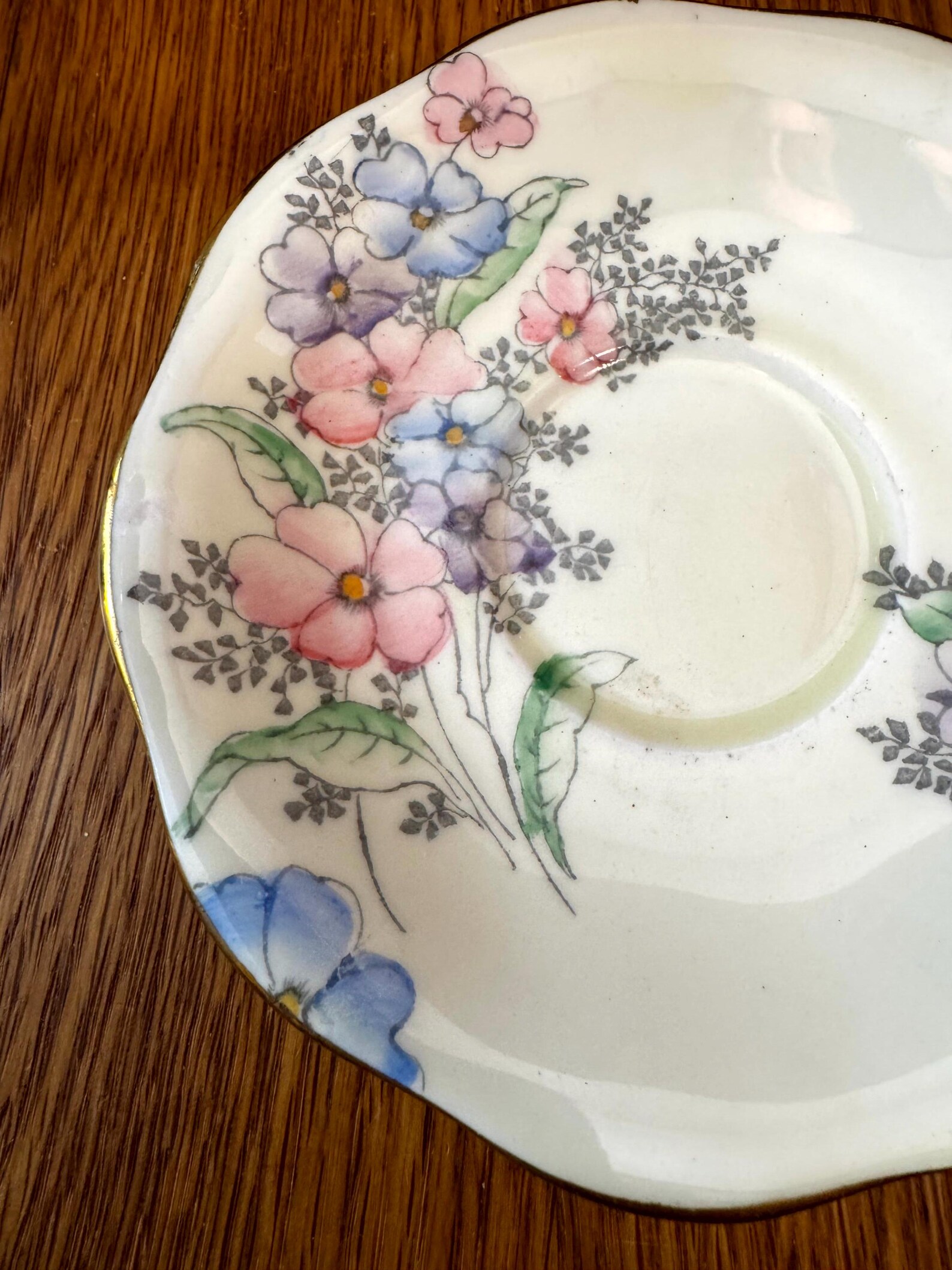 Vintage Foley China Yellow Background Teacup and Saucer Featuring Hand ...