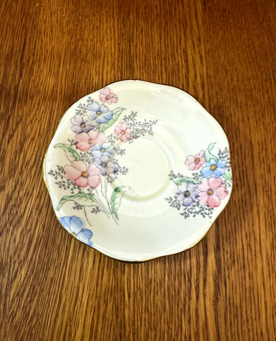 Vintage Foley China Yellow Background Teacup and Saucer Featuring Hand ...