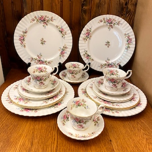 20-teiliges Royal Albert Moss Rosenservice für 4, Geschirrset