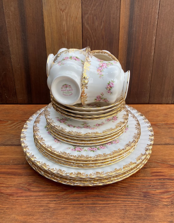 20 Piece Royal Albert Dimity Rose Service For4, Dinnerware Set - Etsy