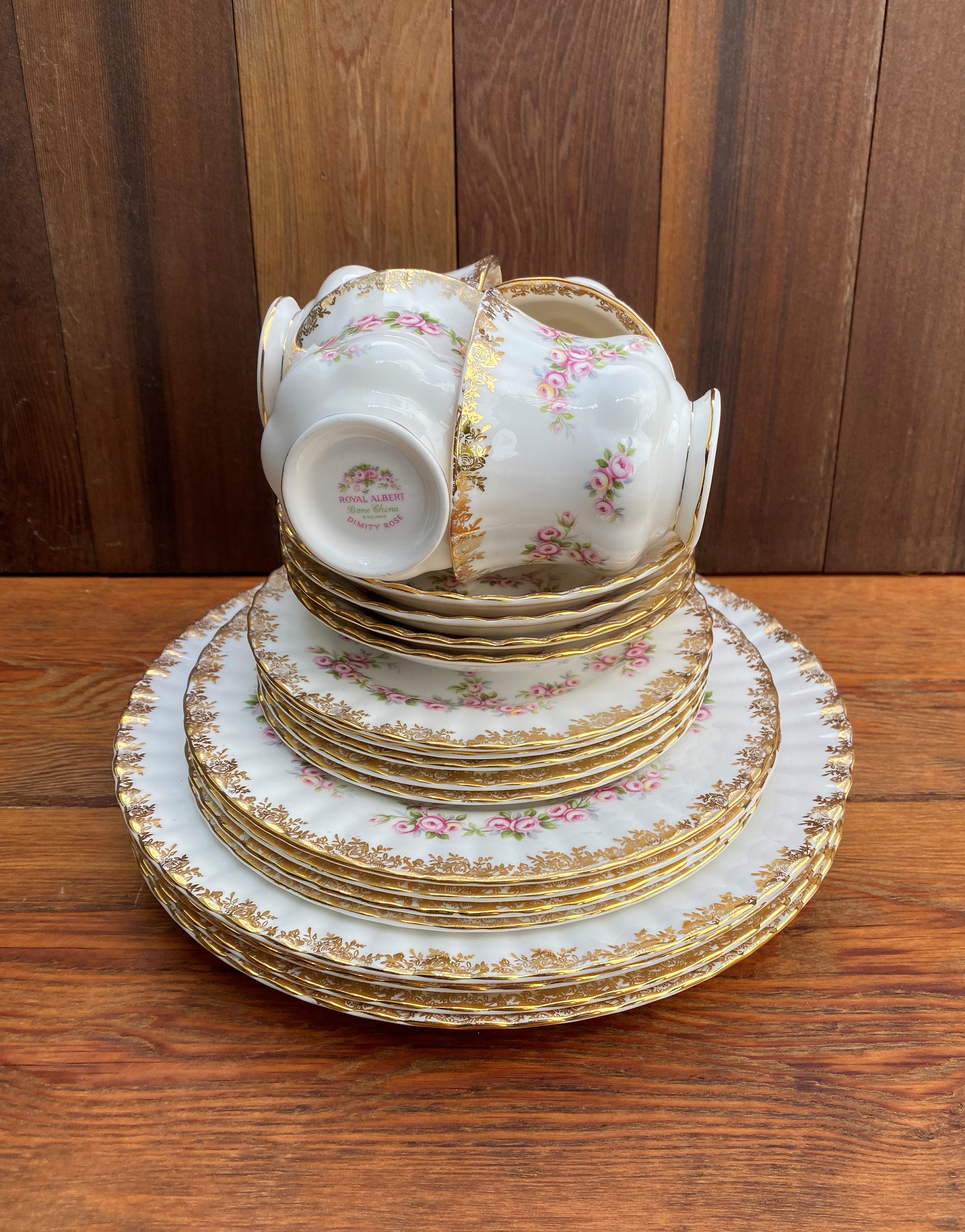 20 Piece Royal Albert Dimity Rose Service For4, Dinnerware Set