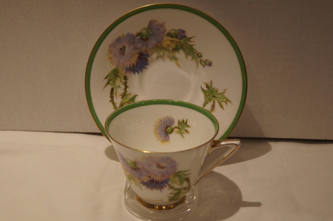 Royal Doulton Glamis Thistle Tea Cup and Saucer Signed P Curnock Etsy