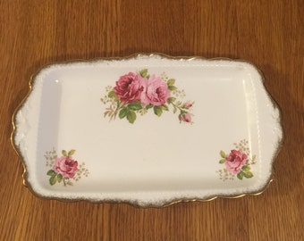 Royal Albert American Beauty Large Sandwich Tray Rectangular Plate 11 5/8" X 6 3/4"