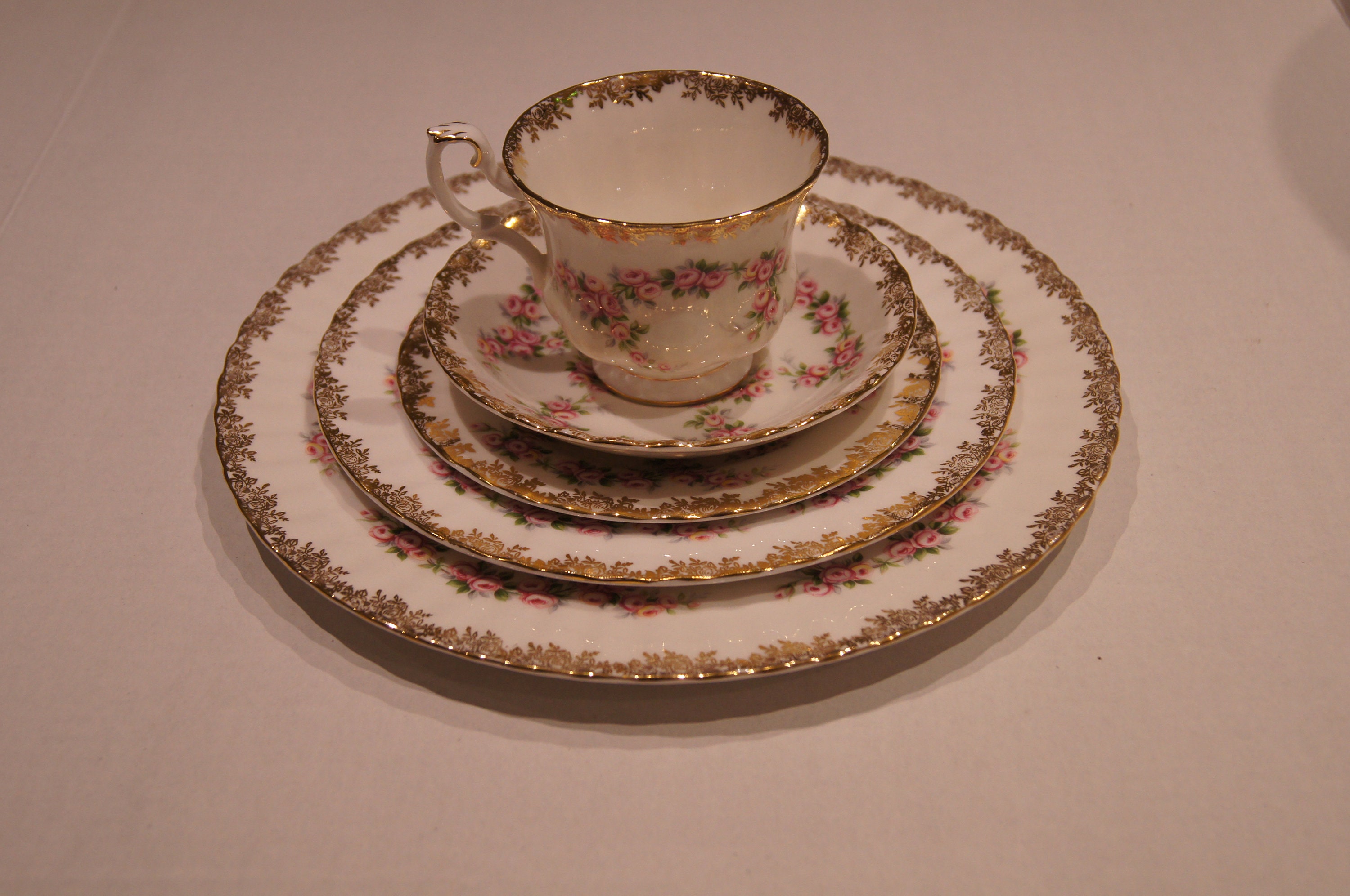 20 Piece Royal Albert Dimity Rose Service For4, Dinnerware Set - Etsy