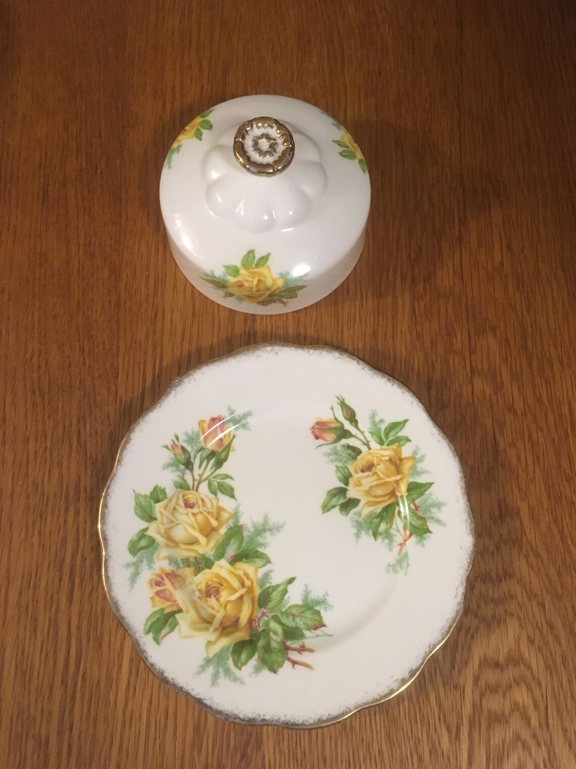 Royal Albert Tea Rose Yellow Covered Butter Dish Etsy