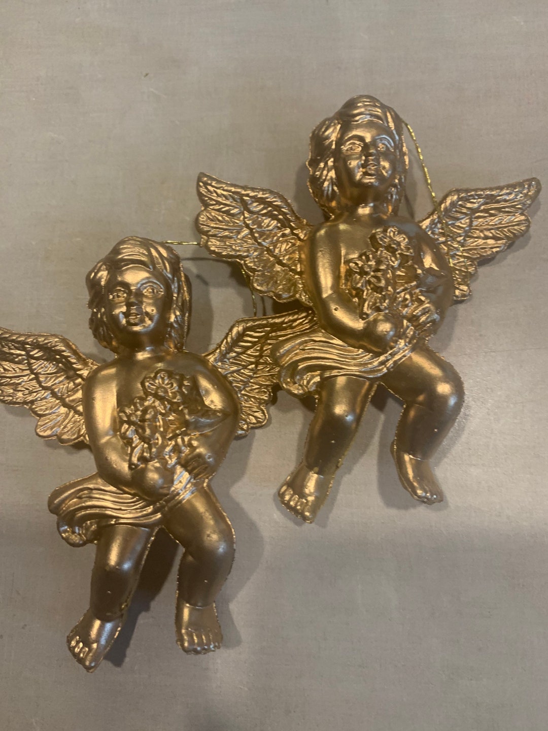 Vintage Cherub Ornaments Gold Cherubs Christmas Ornaments Etsy