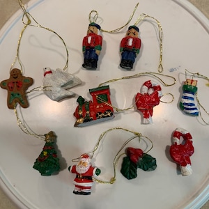 Miniature Christmas ornaments crafting santa gingerbread man