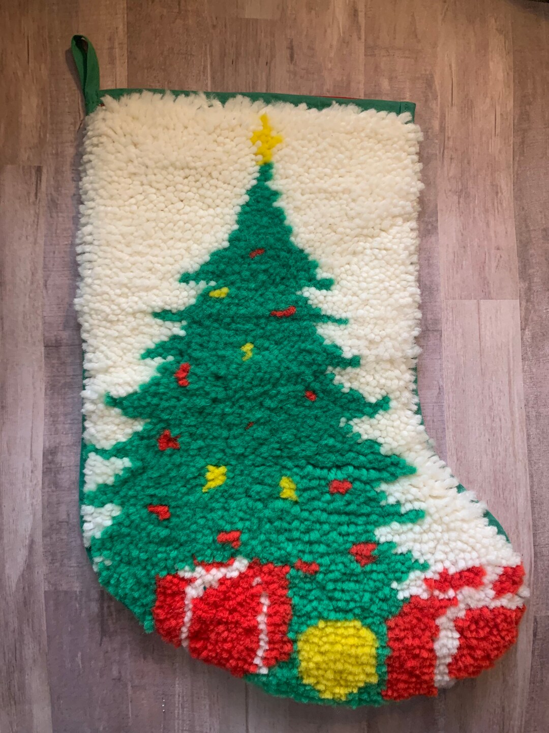 Retro Vintage Latch Hook Christmas Stocking Latch Hook Rug Etsy